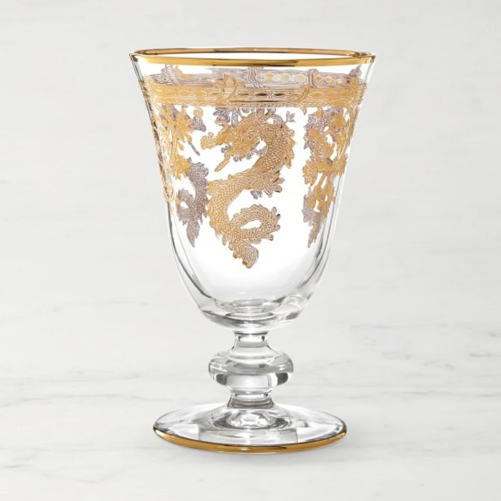 Williams Sonoma Gold Dragon Goblets NIB (4)